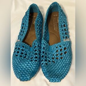 TOMS Turquoise Woven Slip-On Shoes – Women’s 10W